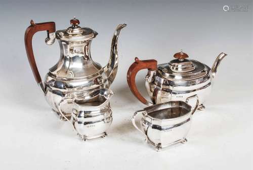 A mid 20th century silver four piece tea and coffee service,...