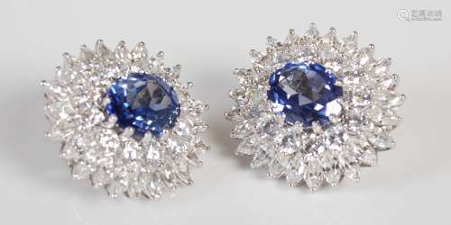 A pair of white metal synthetic sapphire and yttrium alumini...
