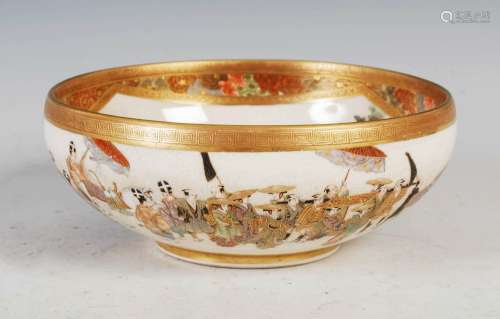 A Japanese Satsuma pottery bowl, probably by Ryozan, Meiji P...