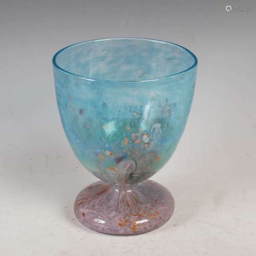 A Monart vase, shape JB, mottled blue, green and pink to pur...