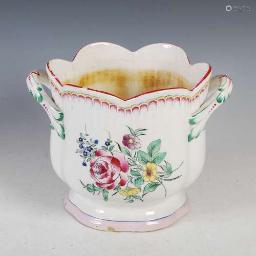 A Luneville pottery twin handled jardiniere, 21cm high x 22c...