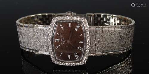 An 18ct gold and diamond set Longines ladies wristwatch, imp...