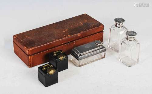A 19th century silver mounted travelling desk/ vanity box, t...