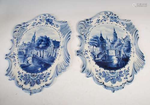 A pair of late 19th century Delft style blue and white potte...