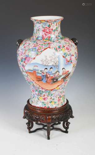 A Chinese porcelain famille rose millefleurs vase, Republic ...