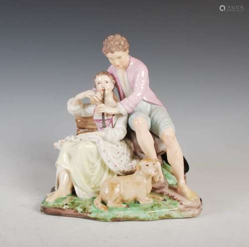 A late 19th/ early 20th century Dresden porcelain figure gro...