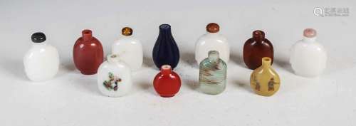 A collection of eleven Chinese glass snuff bottles, Qing Dyn...