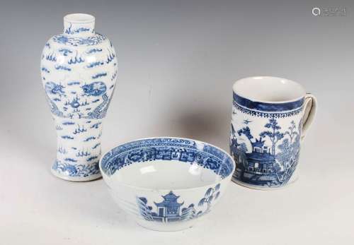 A group of Chinese blue and white porcelain, Qing Dynasty, c...