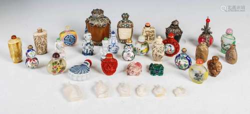 A collection of thirty four assorted Chinese snuff bottles, ...