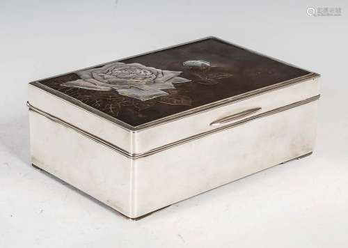 A Japanese silver rectangular shaped box, late 19th/ early 2...