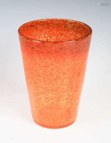 A Monart vase, shape OE, mottled dark to light red/ orange a...