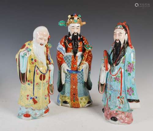 Three Chinese porcelain figure groups, early 20th century, o...