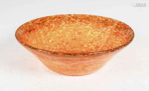 A Monart bowl, shape MC, mottled dark to light orange and ye...