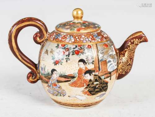 A miniature Japanese Satsuma teapot and cover, Meiji Period,...