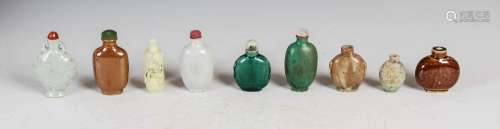 A collection of nine Chinese porcelain snuff bottles, Qing D...