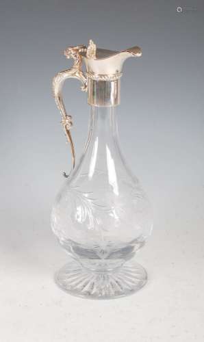 A modern silver mounted glass claret jug, Birmingham, 1995, ...