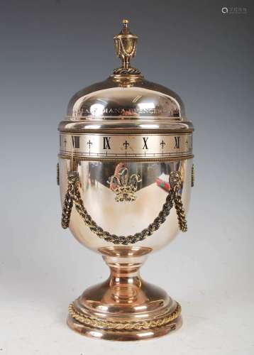 A limited edition Mappin & Webb silver urn clock to Commemor...