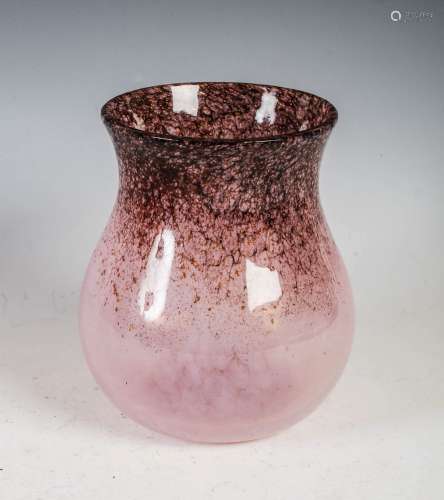 A Monart vase, shape SA, mottled purple and pink glass with ...