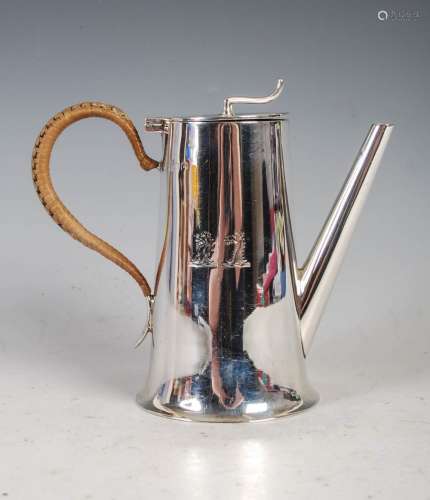 An Edwardian silver chocolate pot, marks rubbed but likely t...
