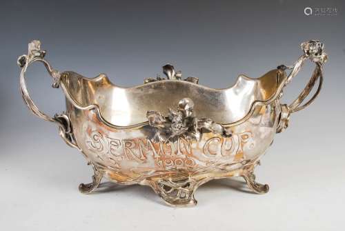 A large presentation Continental Art Nouveau silver twin han...