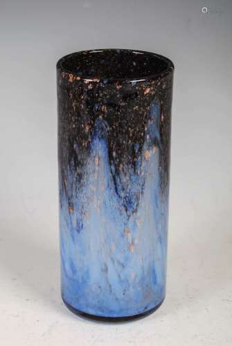 A rare Monart vase, shape L, mottled dark blue and light blu...