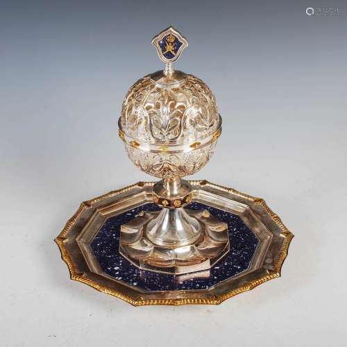 An Official Oman silver and lapis lazuli Presentation covere...