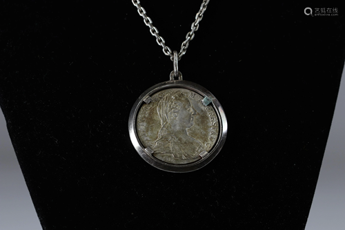 Russian silver coin necklace and pendant