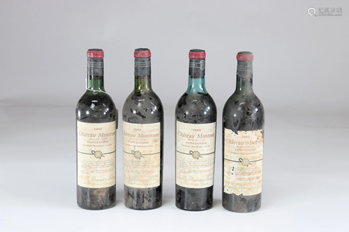 4 bottles - 75cl red wine - chateau montrose 1966