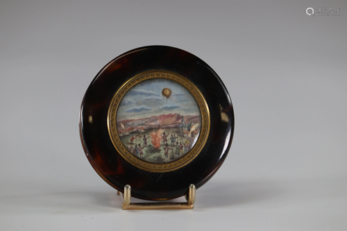 tortoiseshell box decorated with a 19th century hot-air