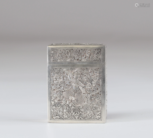 India silver box decorated with a character