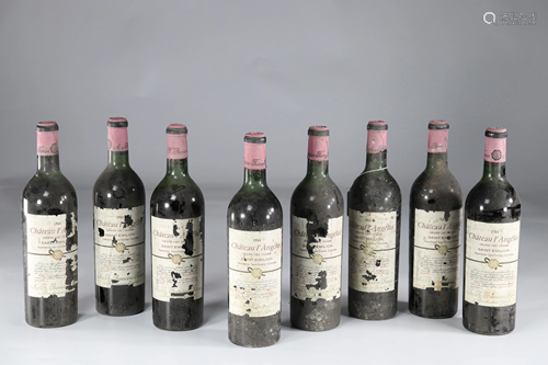 8 bottles - 75 cl red wine - chateau l'angelus 1964