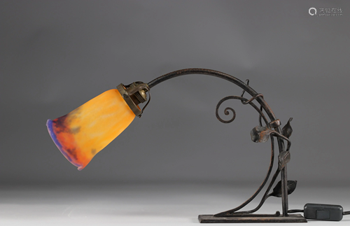 Art deco wrought iron foot lamp (FranÃ§ois Carion)