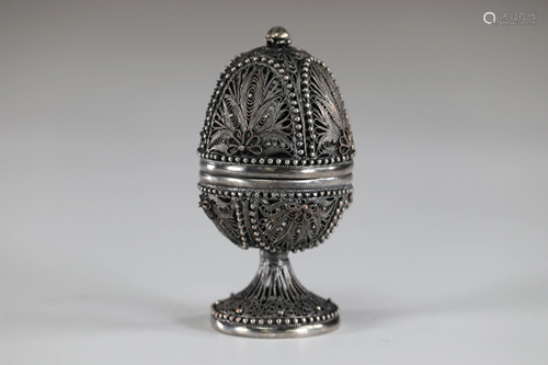 silver filigree egg box