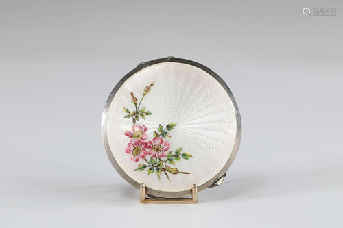 enamel and silver box with floral decoration