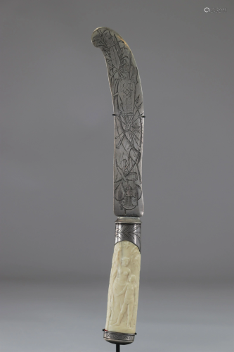 Sumptuous African colonial knife blade engraved with