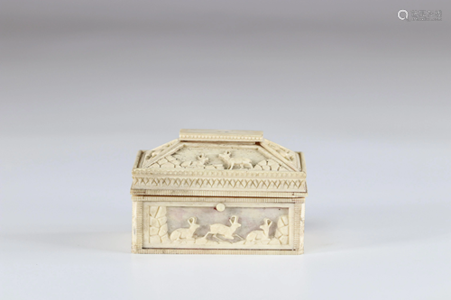 19th century mountain chamois carved box