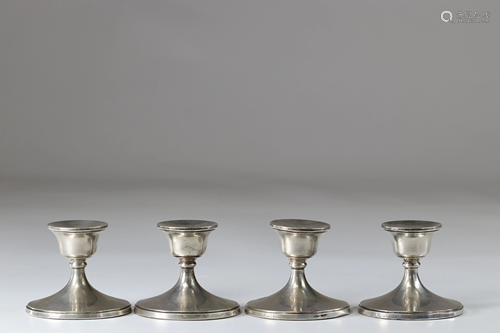 Table candlesticks (4) in silver with English hallmarks