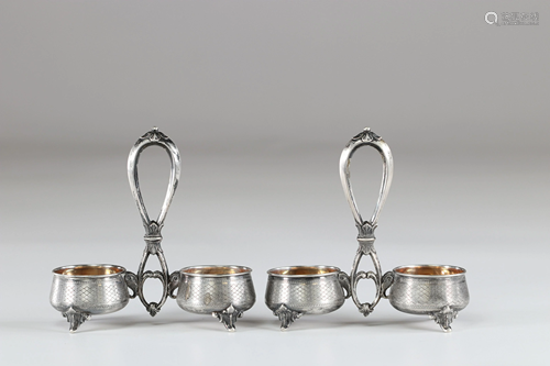 Pair of Louis XV style silver salt shakers