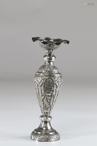 Persian silver vase very rich decoration of characters