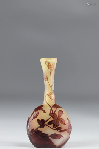 Emile Galle soliflore vase released in acid with flower