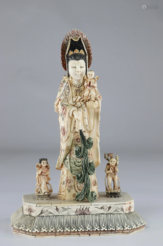 Asia Guanyin and children sculpted circa 1900