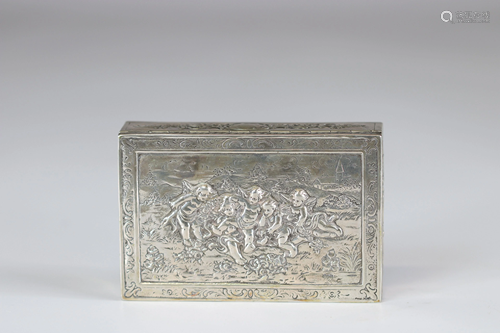 silver box decorated with cherubs, hallmark 800