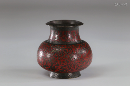 Ancient syria vase with floral inlays