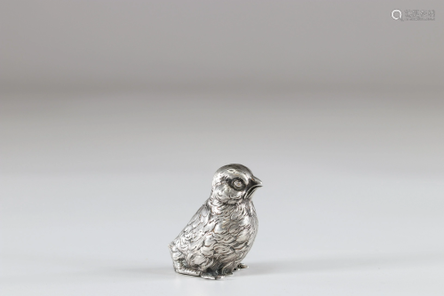 silver box in the shape of a bird circa 1900