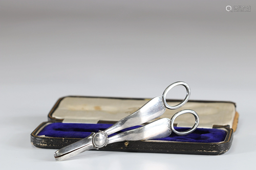 Pair of hallmarked silver grape scissors