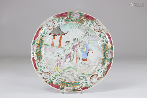 China 18th famille rose porcelain plate (crack)