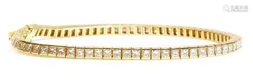 A Continental gold diamond set line bracelet,