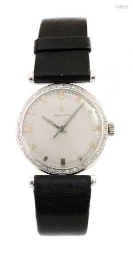 An 18ct white gold Zenith mechanical strap watch,