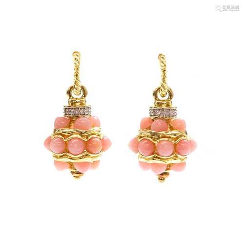 A pair of gold, pink opal and diamond 'Museum' earrings, by ...