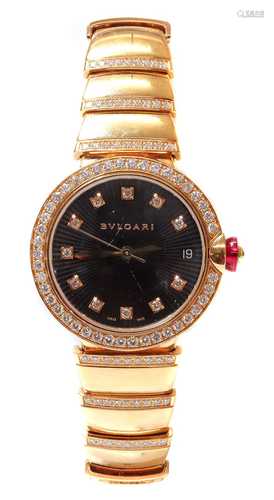 A ladies' 18ct rose gold Bulgari 'Lucea' diamond set automat...